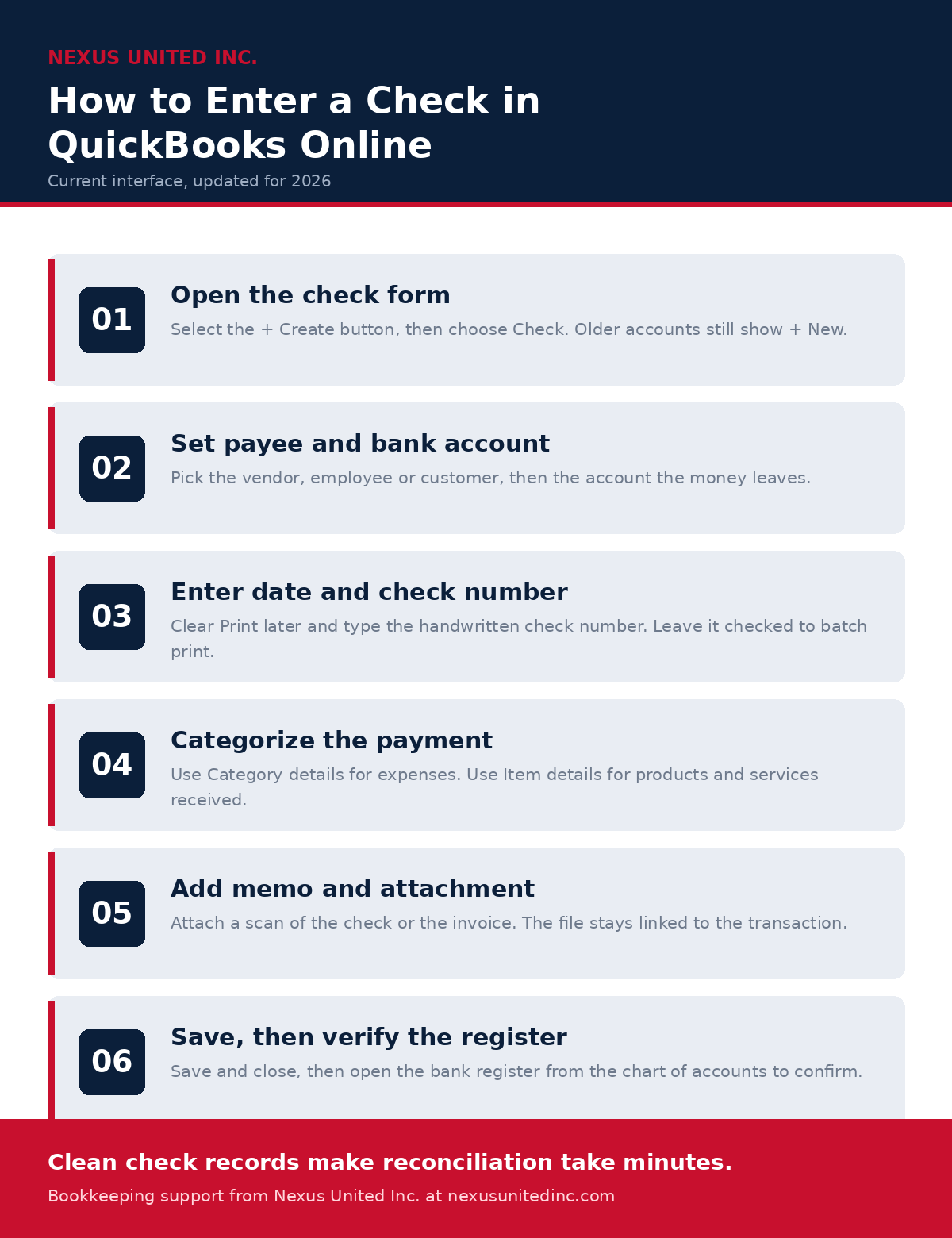 How to enter check quickbooks online step by step