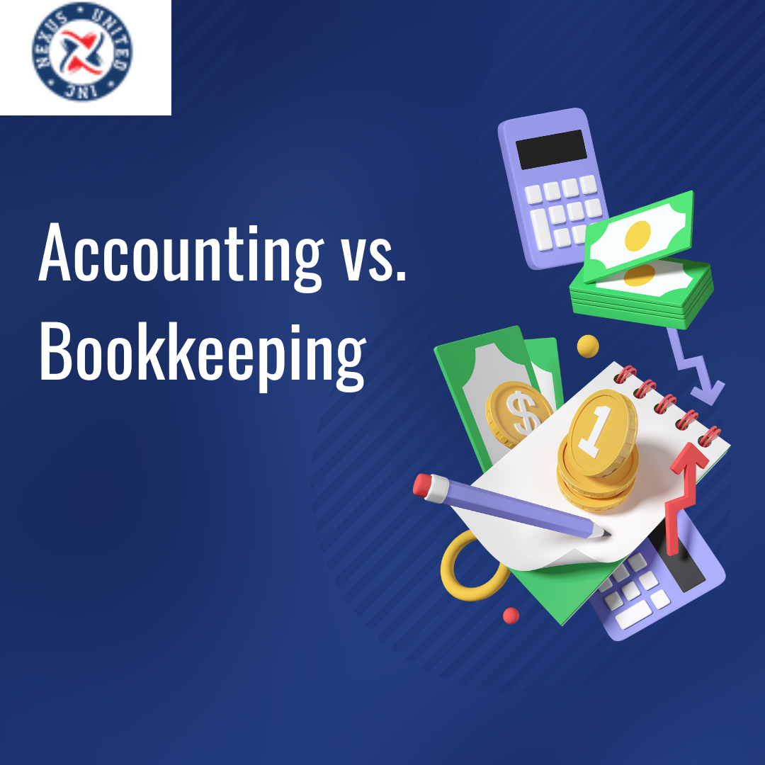 This picture is about accounting vs. Bookkeeping