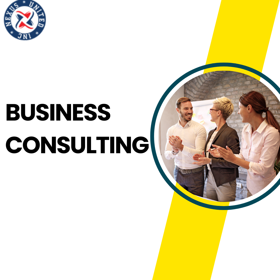 A Three Person discussing business idea. Nexus united Business Consulting services